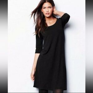 EILEEN FISHER Black Scoop Neck Tunic Dress Half Sleeve Viscose Jersey Size Large